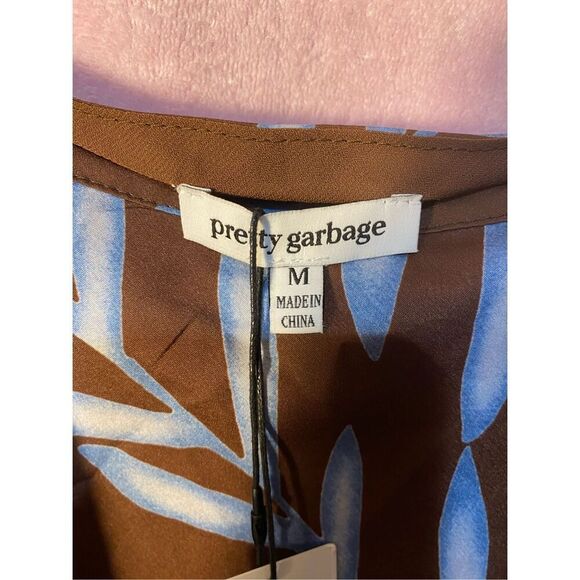 NWT Pretty Garbage Woman’s Leaf Print Mini dress Size Medium - Picture 5 of 5